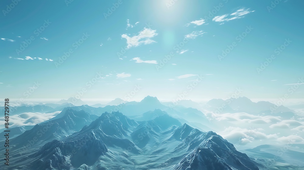 Fototapeta premium A majestic mountain range with a clear blue sky