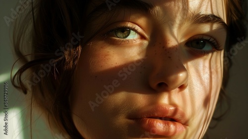Classic portrait of a person with natural lighting. AI generate illustration