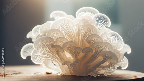 Chinese gelatinous fungi, Tremella fuciformis, also known as snow fungus. photo