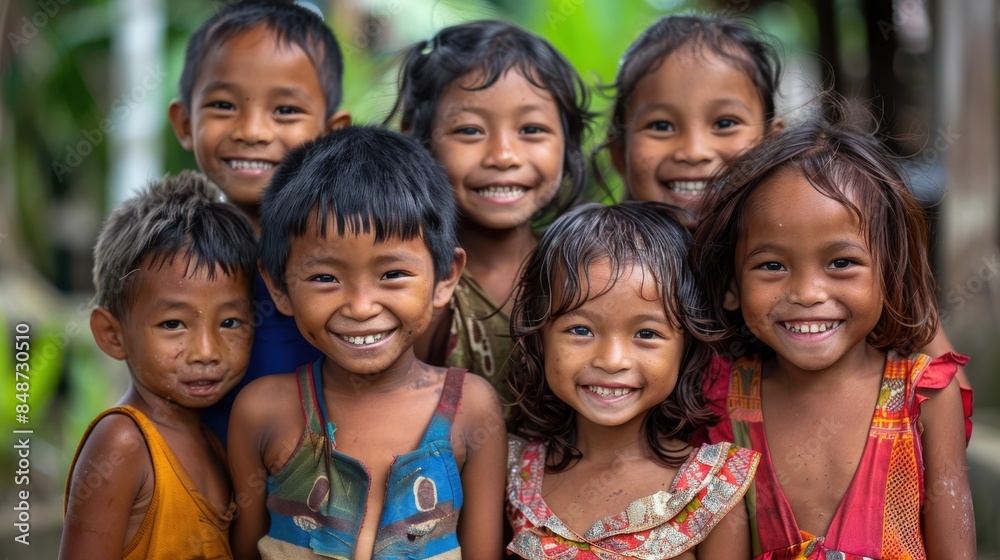 Happy children smiling together.