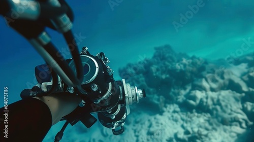 Close-up of a buoyancy control device for underwater cameras, crucial for steady and precise shots photo