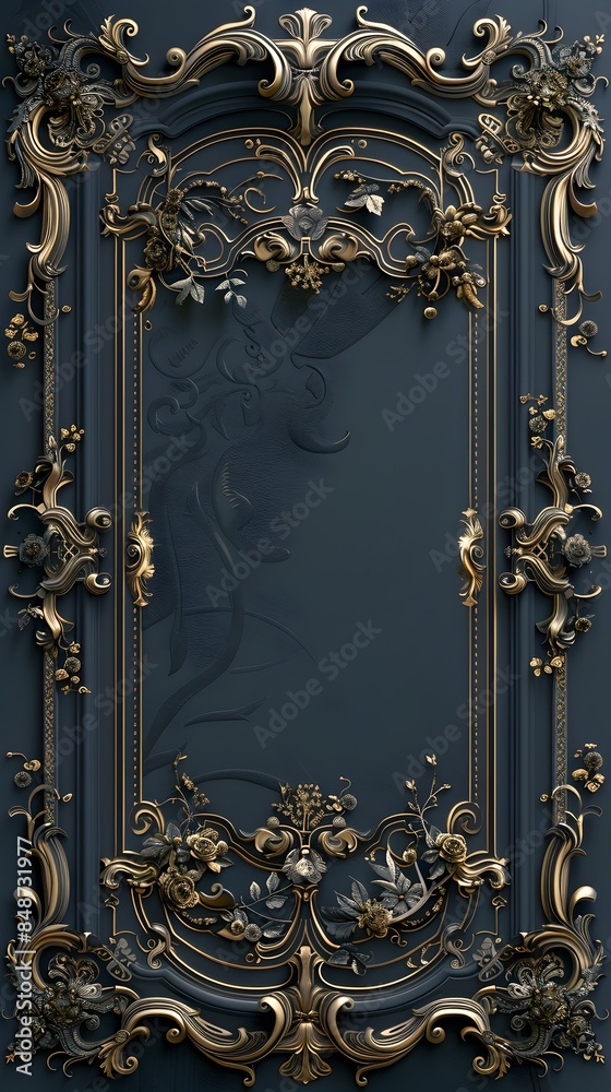 Elegant Baroque Frame with Ornate Details on a Rich Background Exuding Grandeur and Opulence Elegant Baroque Frame with Ornate Details on a Rich Background Exuding Grandeur and Opulence