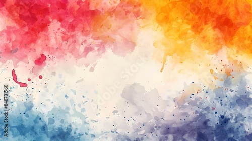 Vibrant Watercolor Splash Frame on Light Background Showcasing Creative and Dynamic Design Concept
