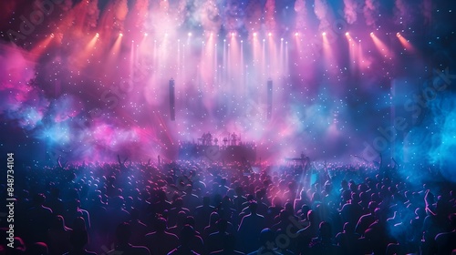 Captivating Hologram Concert Visuals with Vibrant Lights and 3D Effects for Immersive Digital Entertainment Experiences © Kwanjira