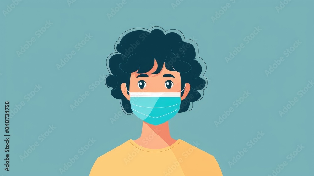 Icon of a person with a medical face mask for protection Icon of a person with a medical face mask for protection