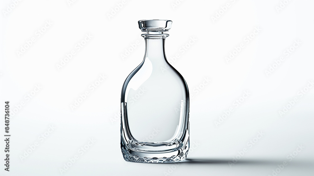 luxury glass vodka bottle without graphics on white background