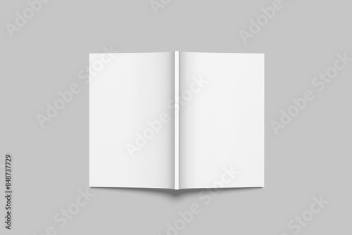 Blank cover A4 magazine mockup top angle view