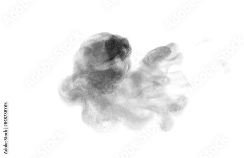 Abstract black smoke on white background. Abstract smoke pattern.