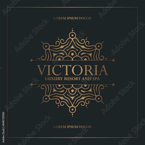 Luxury hotel label template. Trendy vintage royal ornament frames illustration.