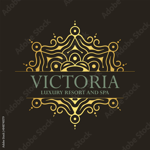 Luxury hotel label template. Trendy vintage royal ornament frames illustration.