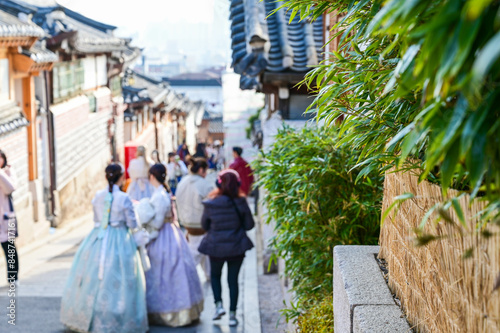 Seoul, South Korea - NOV 03, 2023: Bukchon Hanok Village