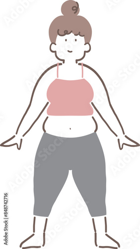 太った女性の全身イラスト素材