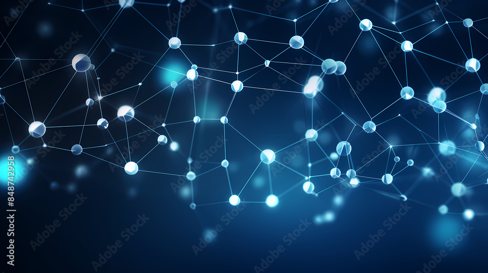 Abstract background of glowing connection network and interconnected spheres Abstract background of glowing connection network and interconnected spheres