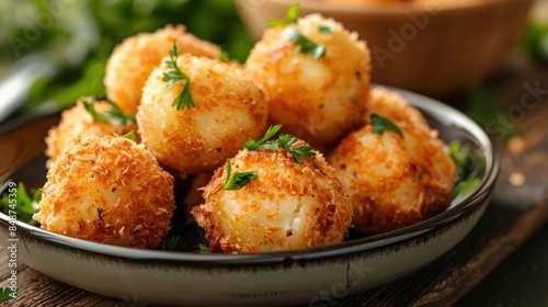 Crispy Fried Cheese Balls with Parsley