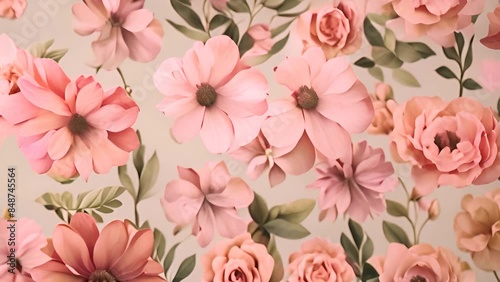 Wallpaper Mural Pink Floral Pattern Generative AI Torontodigital.ca