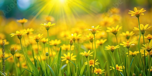 Yellow-flowered grass with vibrant blooms, grass, yellow, flowers, nature, plant, meadow, spring, summer, blooming, sunshine photo