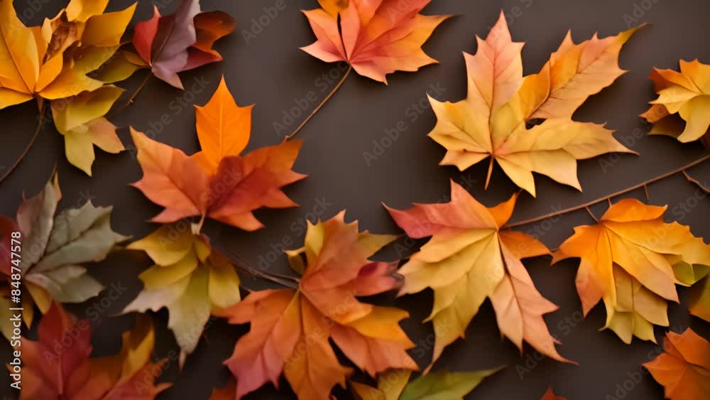 Autumn Maple Leaves on Black Background Generative AI Autumn Maple Leaves on Black Background Generative AI