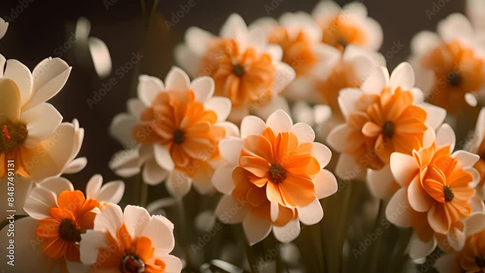 Orange And White Daffodils In Bloom Generative AI Orange And White Daffodils In Bloom Generative AI