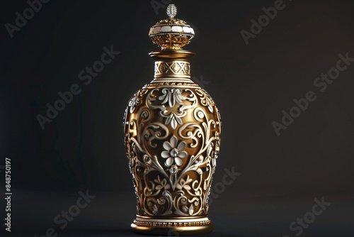 a gold and silver vase with a lid