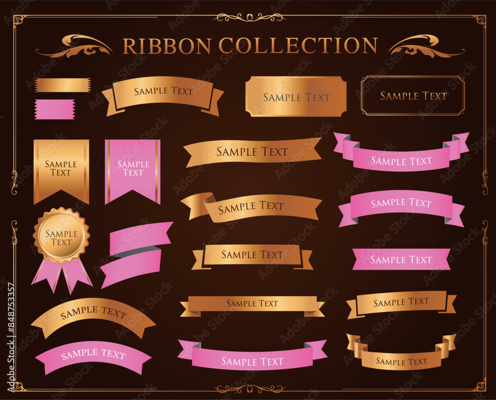 Ribbon decoration design set and antique borders and frames design
Ribbon decoration design set and antique borders and frames design