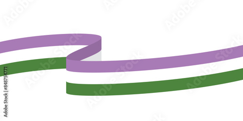 Purple, white, and green colored curved line icon, as the colors of the genderqueer flag. LGBTQI concept. Flat vector illustration.	