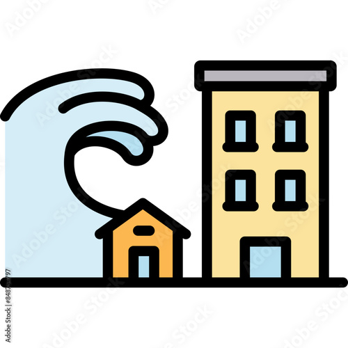 tsunami disaster filled line icon
