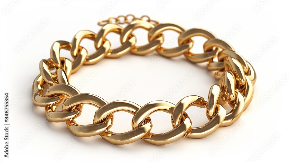 Gold jewelry bracelet over on white background. Gold jewelry bracelet over on white background.