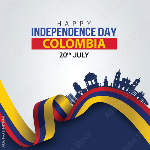 happy Independence day Colombia July 20 greetings. abstract vector illustration design.