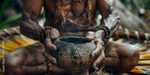 Vanuatus traditional kavadrinking method. Concept Customs, Kava Ceremony, Vanuatu Culture, Drinking Rituals, Indigenous Traditions photo