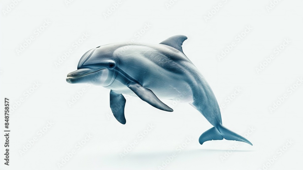 Dolphin jumping up for air, head flipped back, appearing to leap from water Dolphin jumping up for air, head flipped back, appearing to leap from water