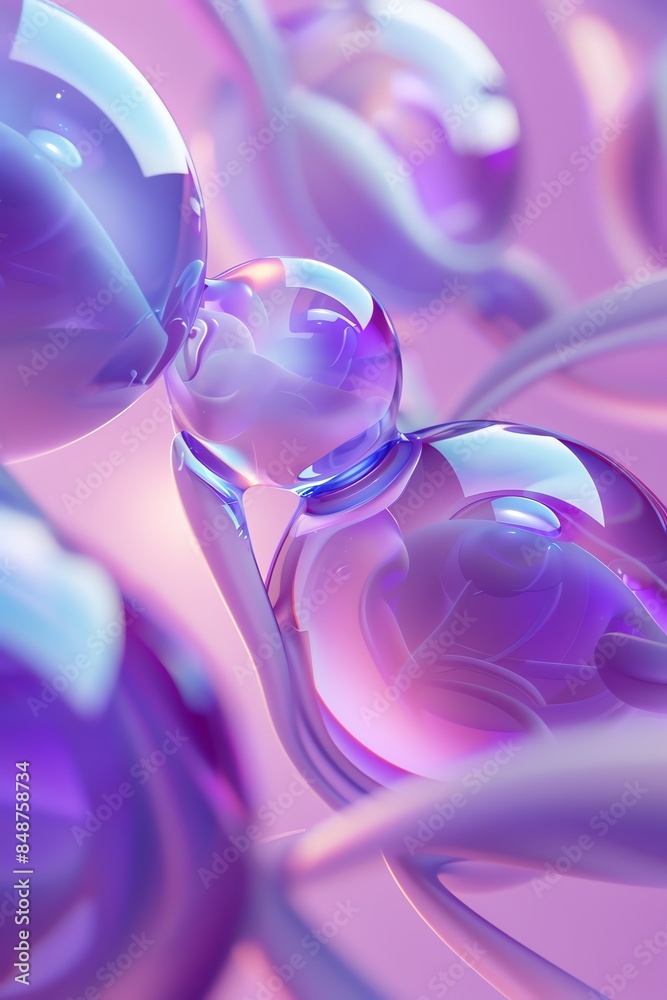 Fototapeta premium wallpaper style of organic shapes and curved lines, light violet and gray, alien worlds, circular shapes, close-up, fluid forms, purple, blue, violet, vivid colors, abstrract 2:3 for mobile phone BG