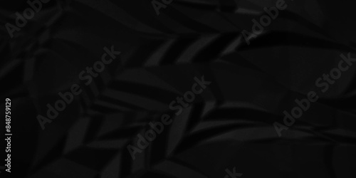 Black crumpled paper background texture pattern overlay. crinkled wrapper rumple wrinkled high resolution arts craft and Seamless black crumpled paper.	
