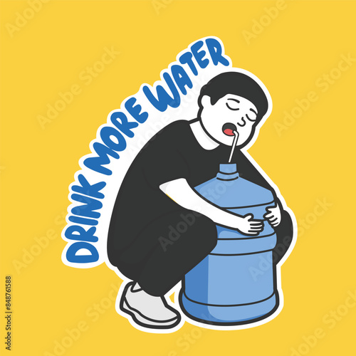 Drink More Water Stay Hydrated Vector Cute Illustration