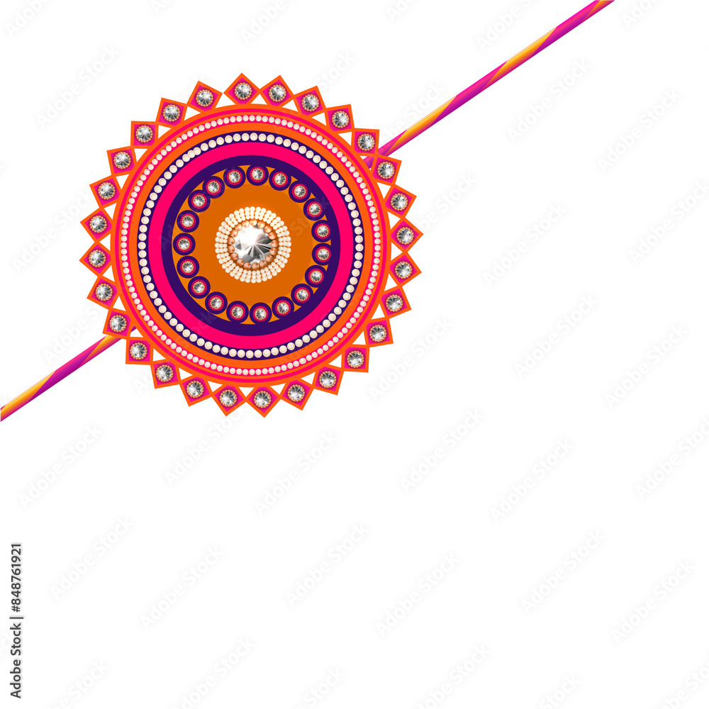 Fototapeta premium Beautiful Flower Rakhi Isolated on Png Background for Happy Rakhi Festival.
