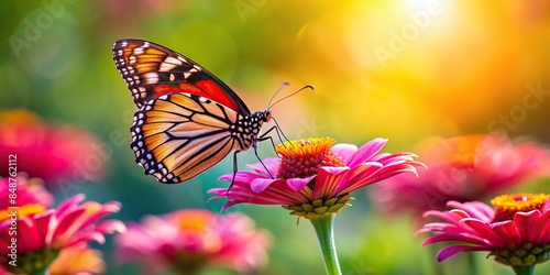 Butterfly perched delicately on a vibrant flower, nature, insect, pollination, colorful, beautiful, delicate, wings, garden © mahat