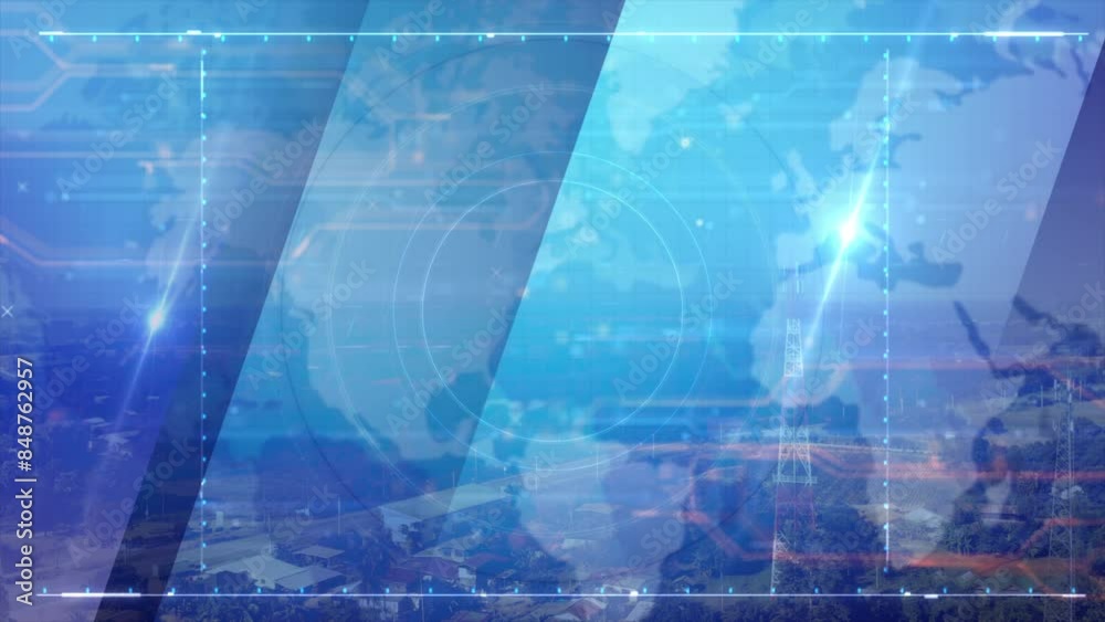 Abstract background Video overlay Futuristic HUD Head up display interface template with basic geometry line element. Video template widescreen aspect ratio
