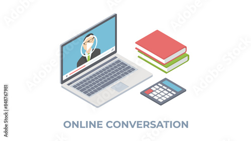 Online сonversation isometry. Online conference, online learning concept. 