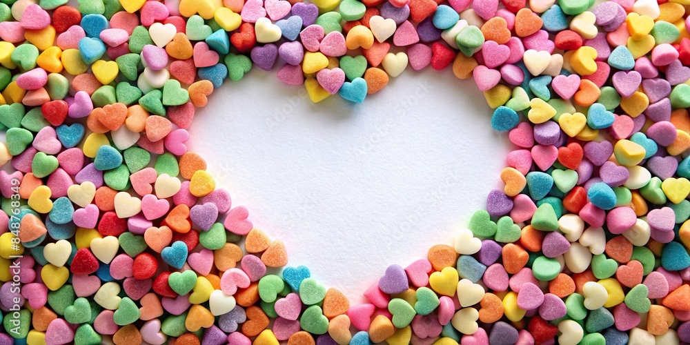 Colorful candy heart with vibrant hues and sweet messages for Valentine's Day , candy, heart-shaped, romantic, love
