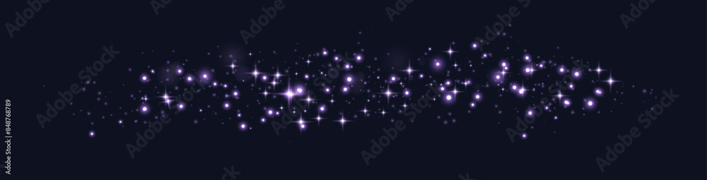 Purple glittering dots, particles, stars magic sparks. Glow flare light effect. Violet luminous points. Vector particles on black background. Purple glittering dots, particles, stars magic sparks. Glow flare light effect. Violet luminous points. Vector particles on black background.