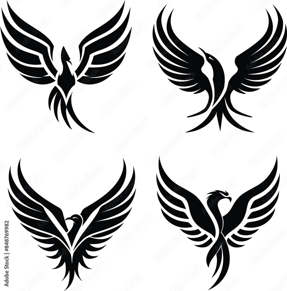 Fototapeta premium Graceful bird silhouette vector, modern art, simple and sleek