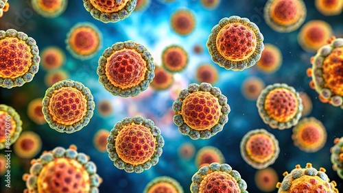 Close-up microscopic view of Pneumocystis jirovecii fungus, causing pneumonia in HIV patients photo
