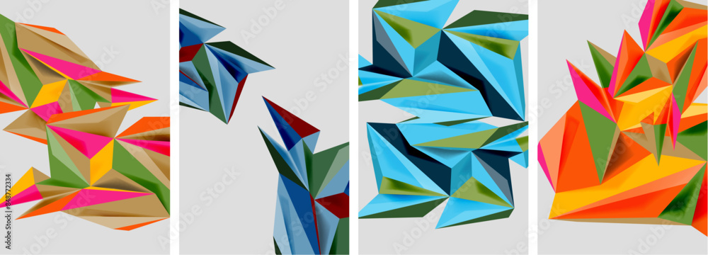 Set of mosaic triangle pattern abstract posters. Vector illustration For Wallpaper, Banner, Background, Card, Book Illustration, landing page Set of mosaic triangle pattern abstract posters. Vector illustration For Wallpaper, Banner, Background, Card, Book Illustration, landing page