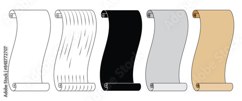 Old roll parchment scroll sheet paper with different variations style