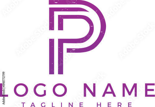 Geometric style initial letter P logo and brand design. AI generative.