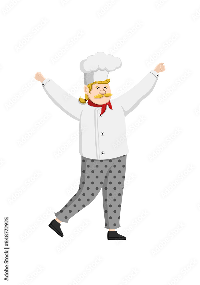 Happy funny chef mascot design. Cute chef cooks in uniform preparing food. Happy funny chef mascot design. Cute chef cooks in uniform preparing food.