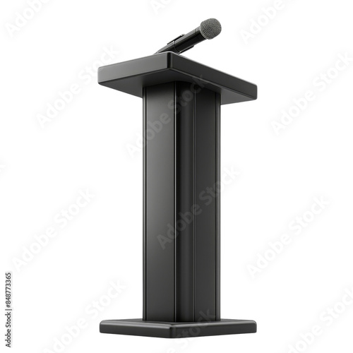 Black Podium With Attached Microphone For Public Speaking Clipart On Transparent Background © Sippung