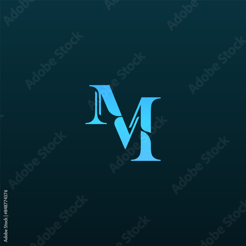 logo icon design letter M luxury simple blue ocean combination attractive for bank company eps 10