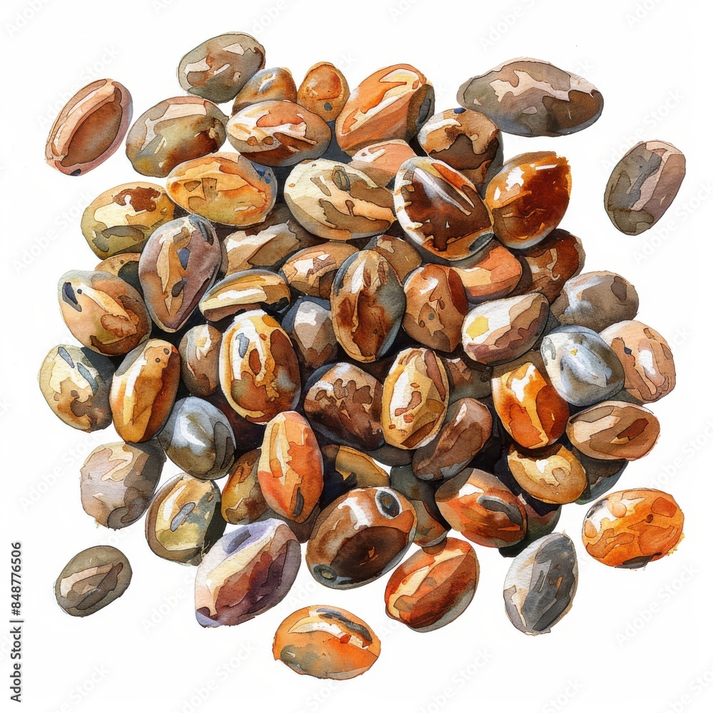 Wholesome Vegan Fonio Grain Watercolor Clipart - Tiny Natural Element in Light Browns on White Background Wholesome Vegan Fonio Grain Watercolor Clipart - Tiny Natural Element in Light Browns on White Background
