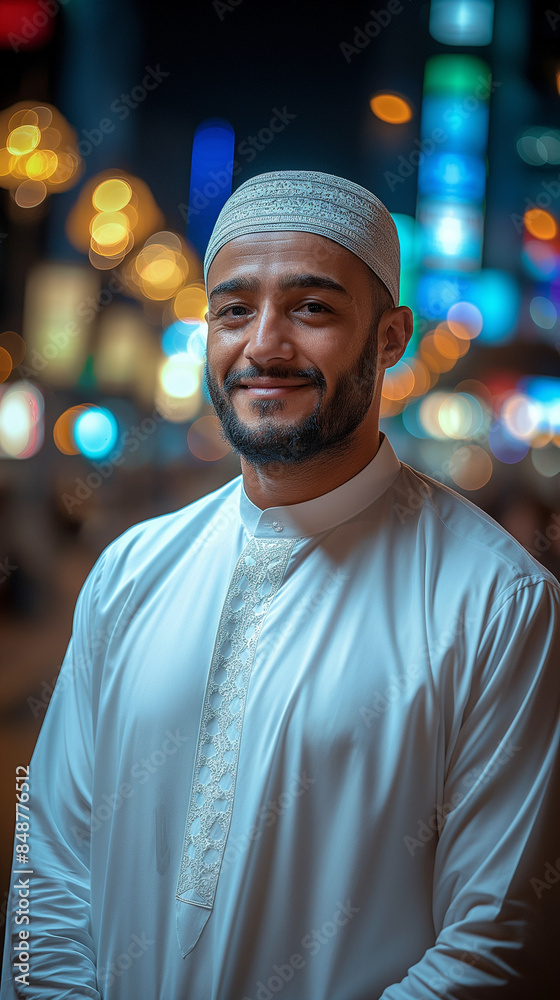 Fototapeta premium cool Asian Muslim guy ai generated