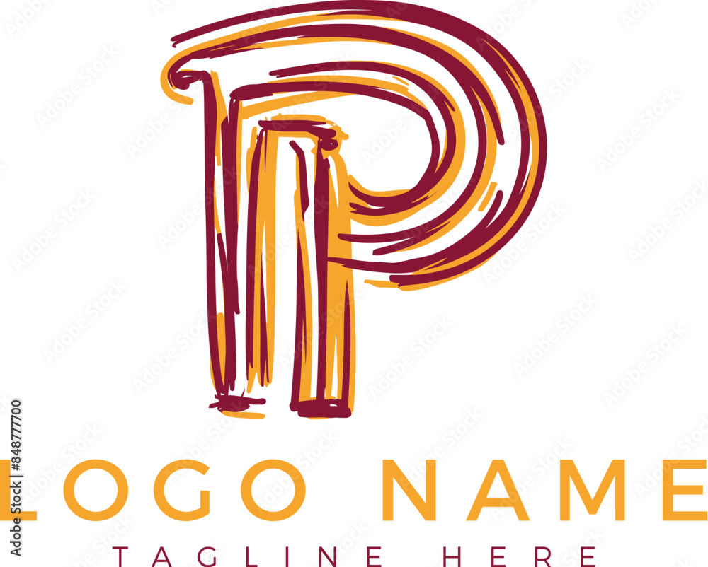 Hand drawn initial uppercase letter P logo for personal brand or company. AI generative. Hand drawn initial uppercase letter P logo for personal brand or company. AI generative.